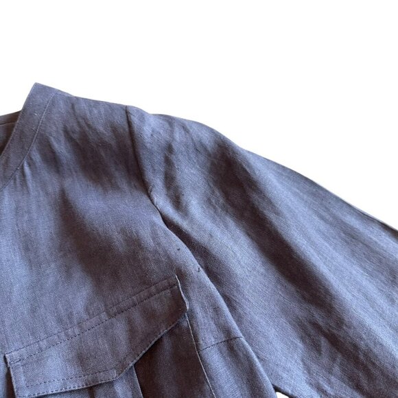Go Silk 100% Linen Button-Down Shirt Dress w/ Belt 3/4 Sleeves Pockets Size XS - Picture 3 of 13